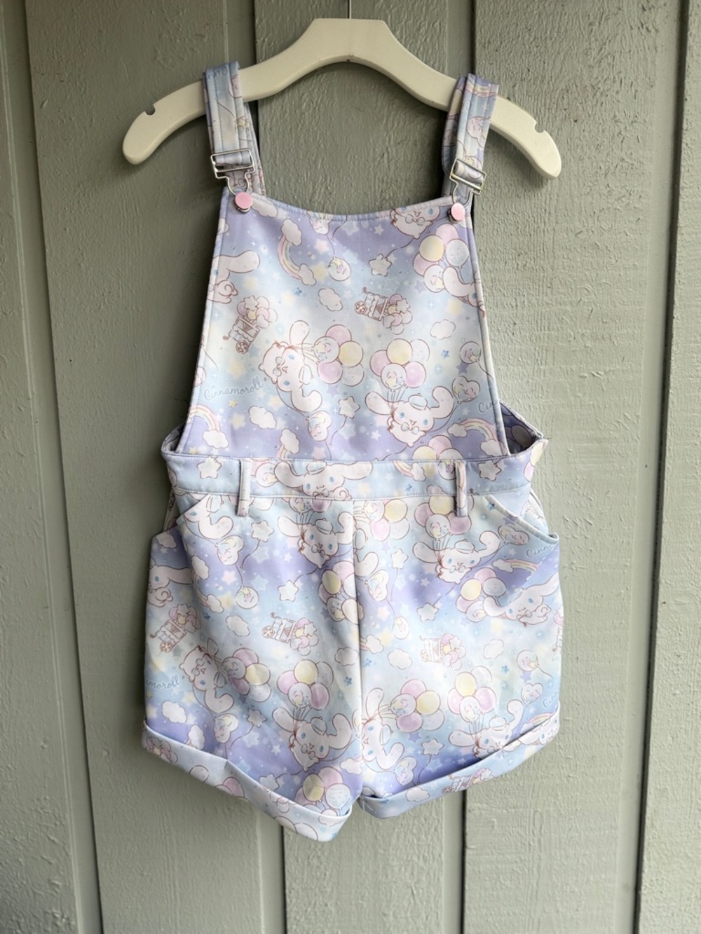 Sanrio Cinnamoroll Pastel Rainbow Short Overalls - Light Blue Pink